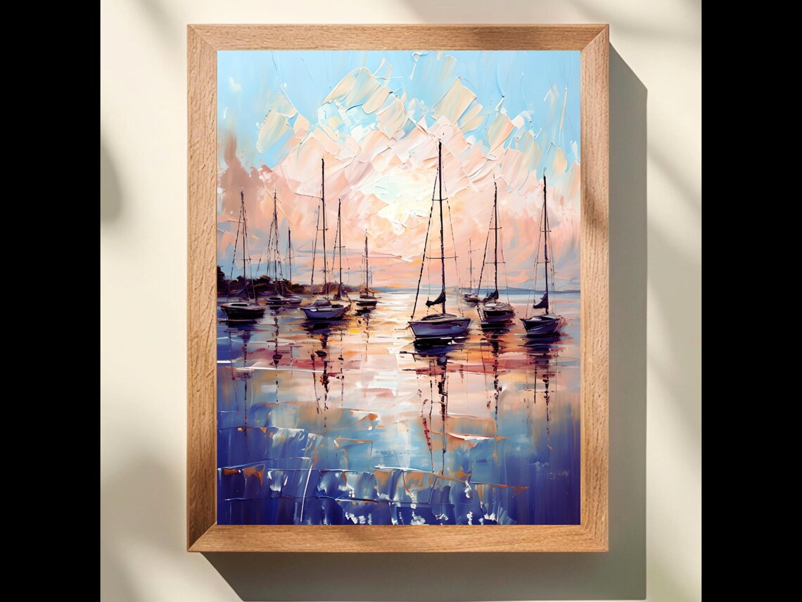 Annapolis Sunrise Sailboats Chesapeake Bay Pastel Marina Art Poster