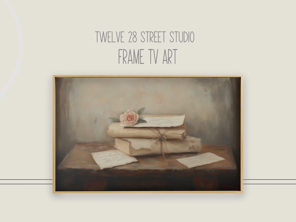 Love Letters Rose Vintage Stack Romance Poetic Still Life Wall Art