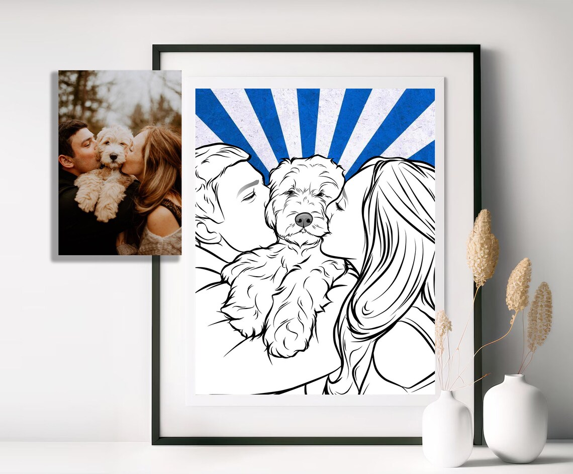 Custom Line Drawing Portrait Art Print, Anniversary Gift - Image 3