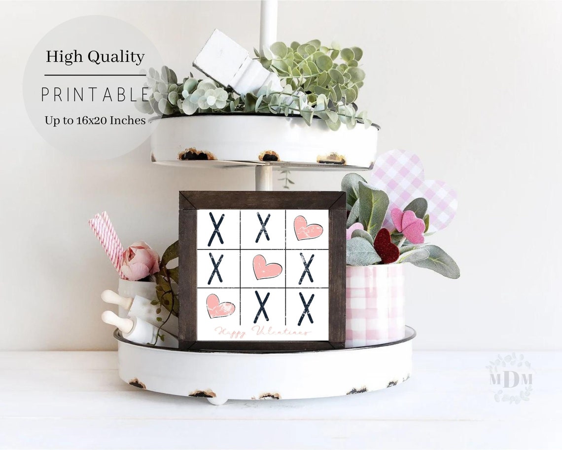 Happy Valentines Tic Tac Toe XO Heart Game Rustic Framed Wall Poster - Image 5