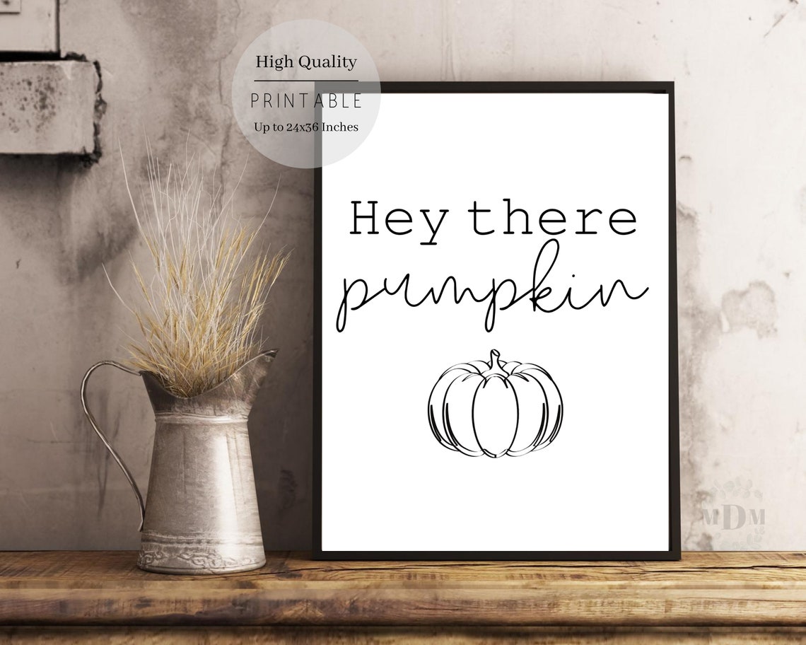 Mornin Pumpkin Modern Minimalist Black Script Fall Quote Poster - Image 3