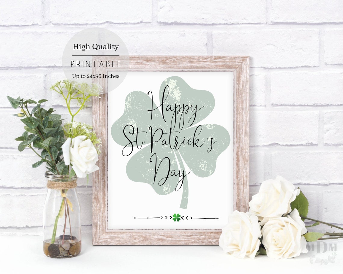 St Patricks Day Wall Art St Patricks Day Decor St Patricks Day Farmhouse Print Shamrock Art
