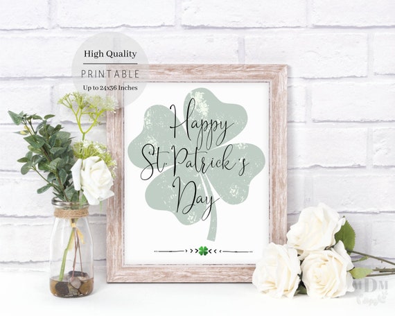 St Patricks Day Wall Art St Patricks Day Decor St Patricks Day Farmhouse Print Shamrock Art