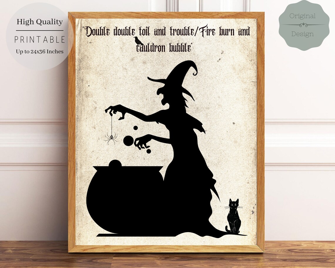 Happy Halloween Book Page, Witch Decor Art Print - Image 3