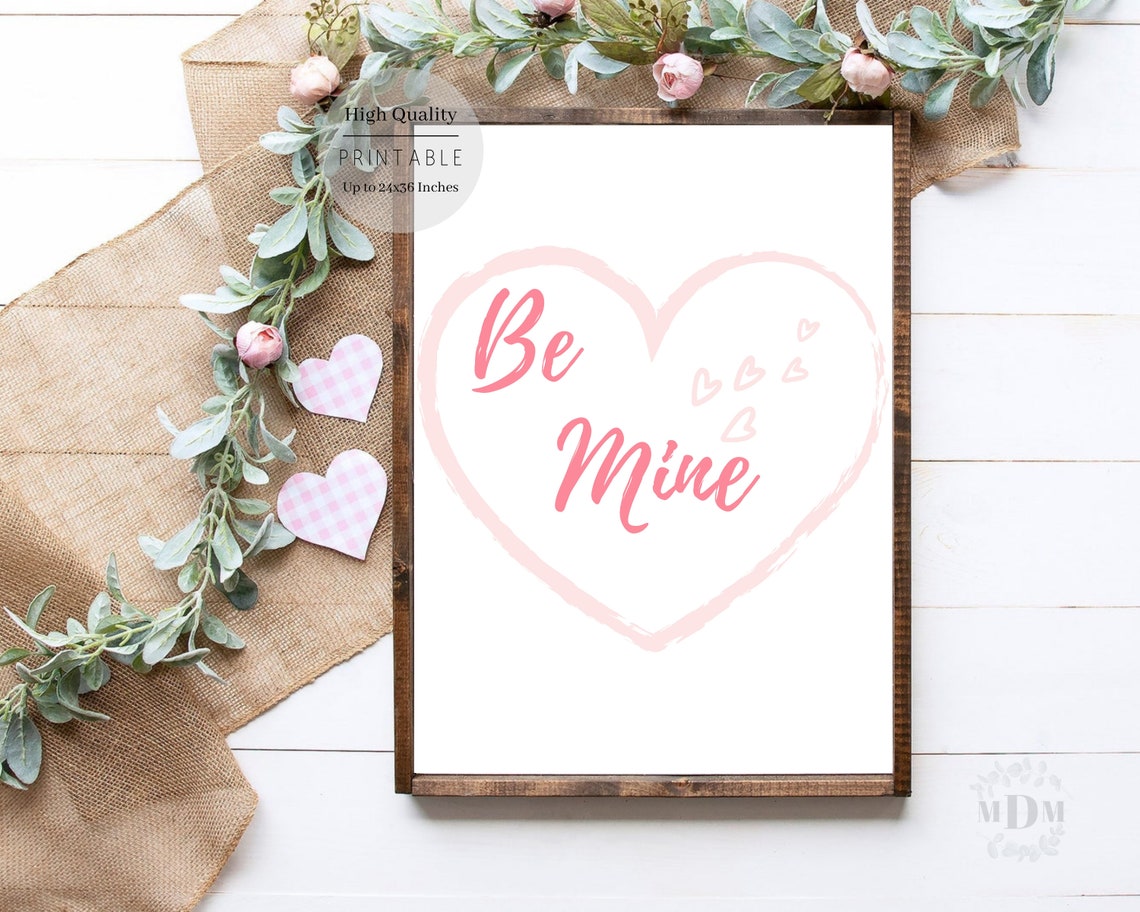 Be Mine Pink Script Heart Outline Sweet Valentine Love Wall Art Poster - Image 4