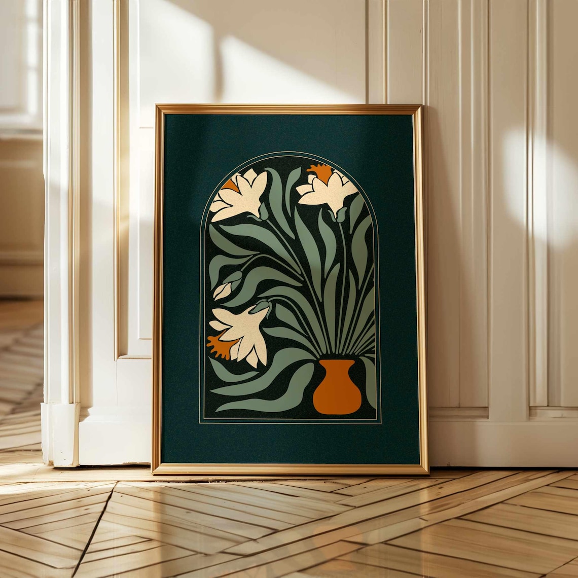 Abstract Daffodils Midcentury Modern Botanical Art Print