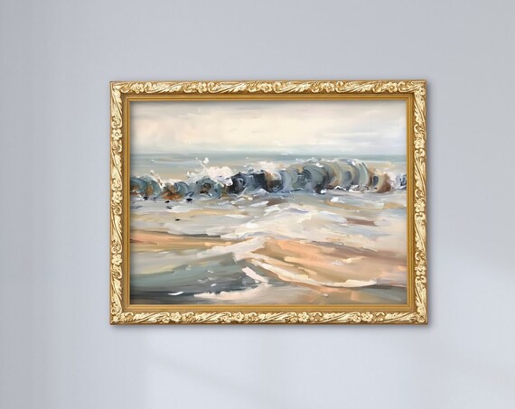 Abstract Ocean Painting, Calming Coastal Wall Art