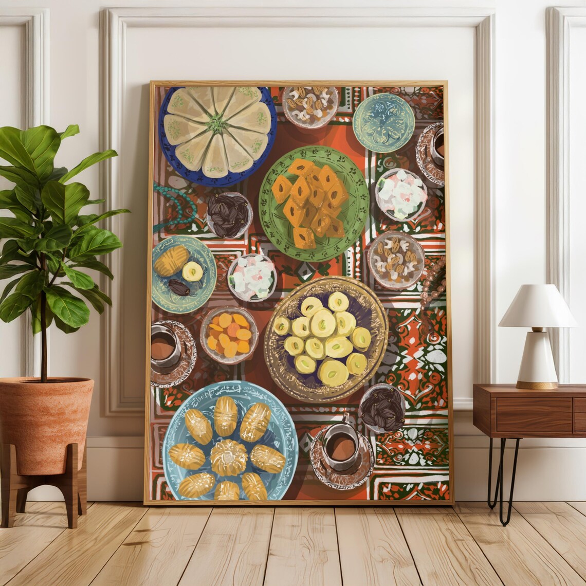 Arabic Desserts Spread Wall Art Printable Middle Eastern Food Kitchen Dcor Eid And Ramadan Digital Download
