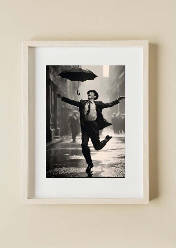 Dancing In The Rain Vintage Hollywood Style Black And White Poster