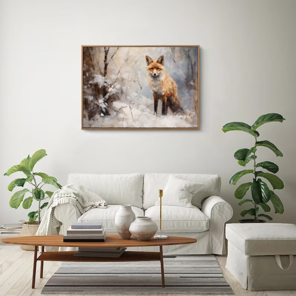 Red Fox In Snowy Winter Woods Vintage Oil Painting Wildlife Poster - Image 4