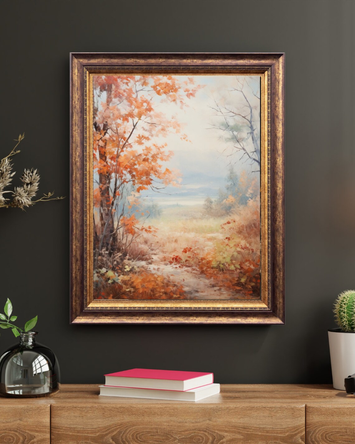 Autumn Woodland Path Orange Foliage Fall Landscape Painting Poster - Image 3