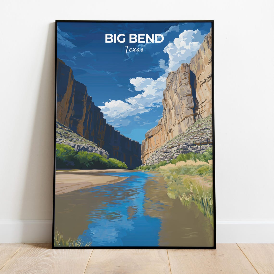 Big Bend Texas Rio Grande River Canyon Desert Retro Travel Poster