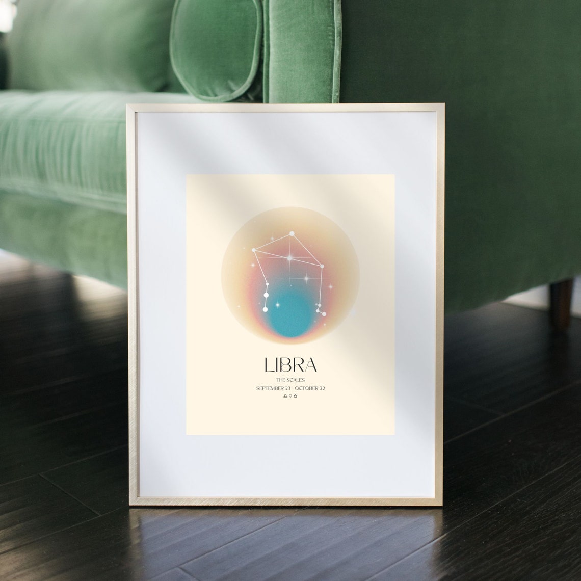 Libra Constellation Teal Pink Aura Zodiac Scales Star Sign Poster - Image 4
