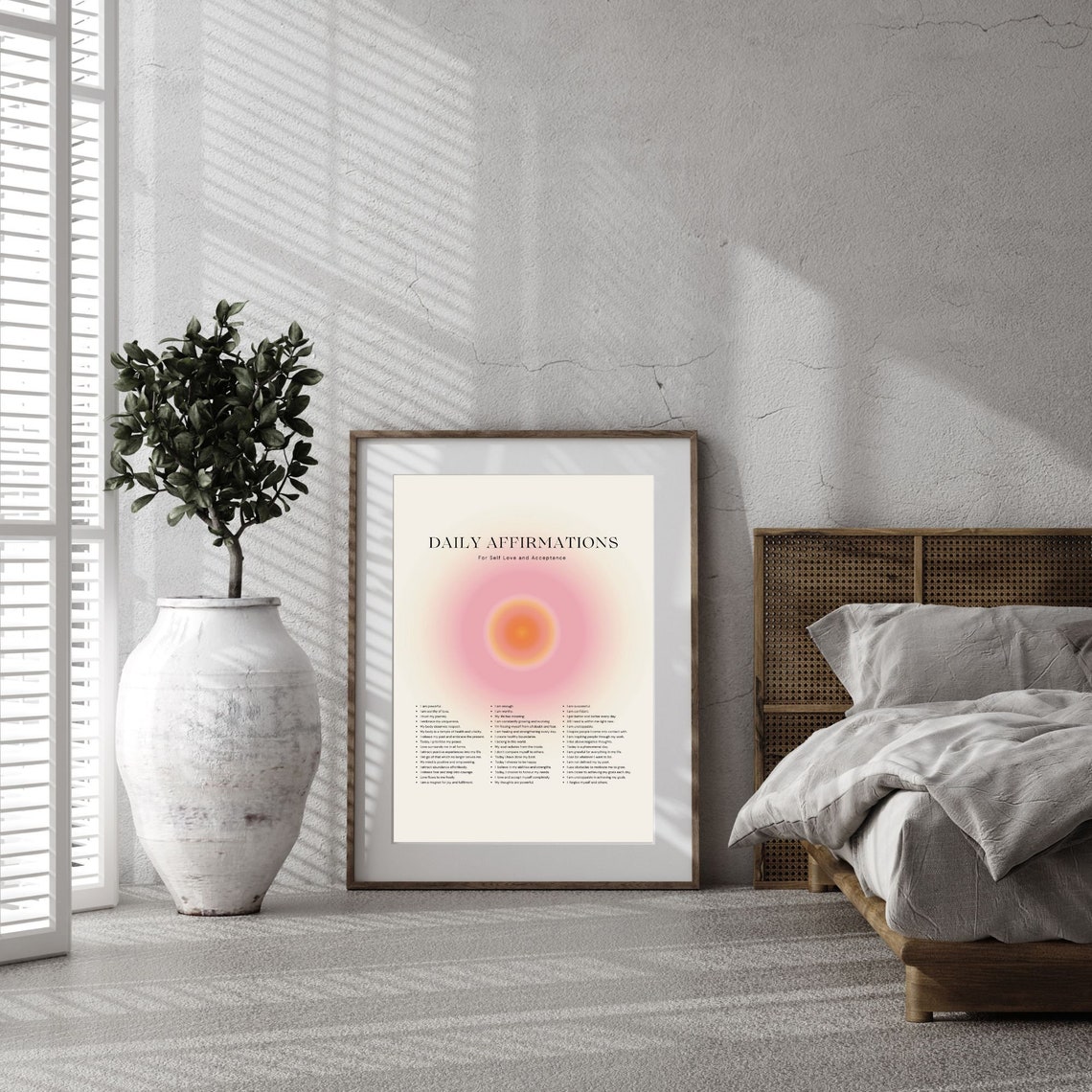 Daily Affirmations Self Love Aura Glow Positive List Art Poster - Image 2