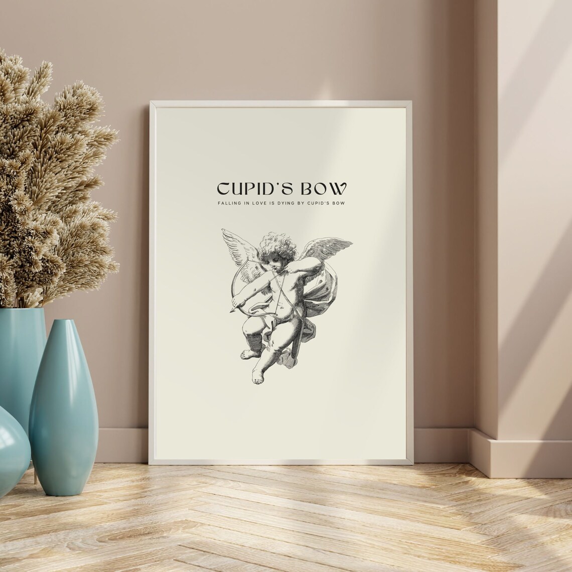 Cupids Bow Vintage Engraving Romantic Love Cherub Drawing Poster