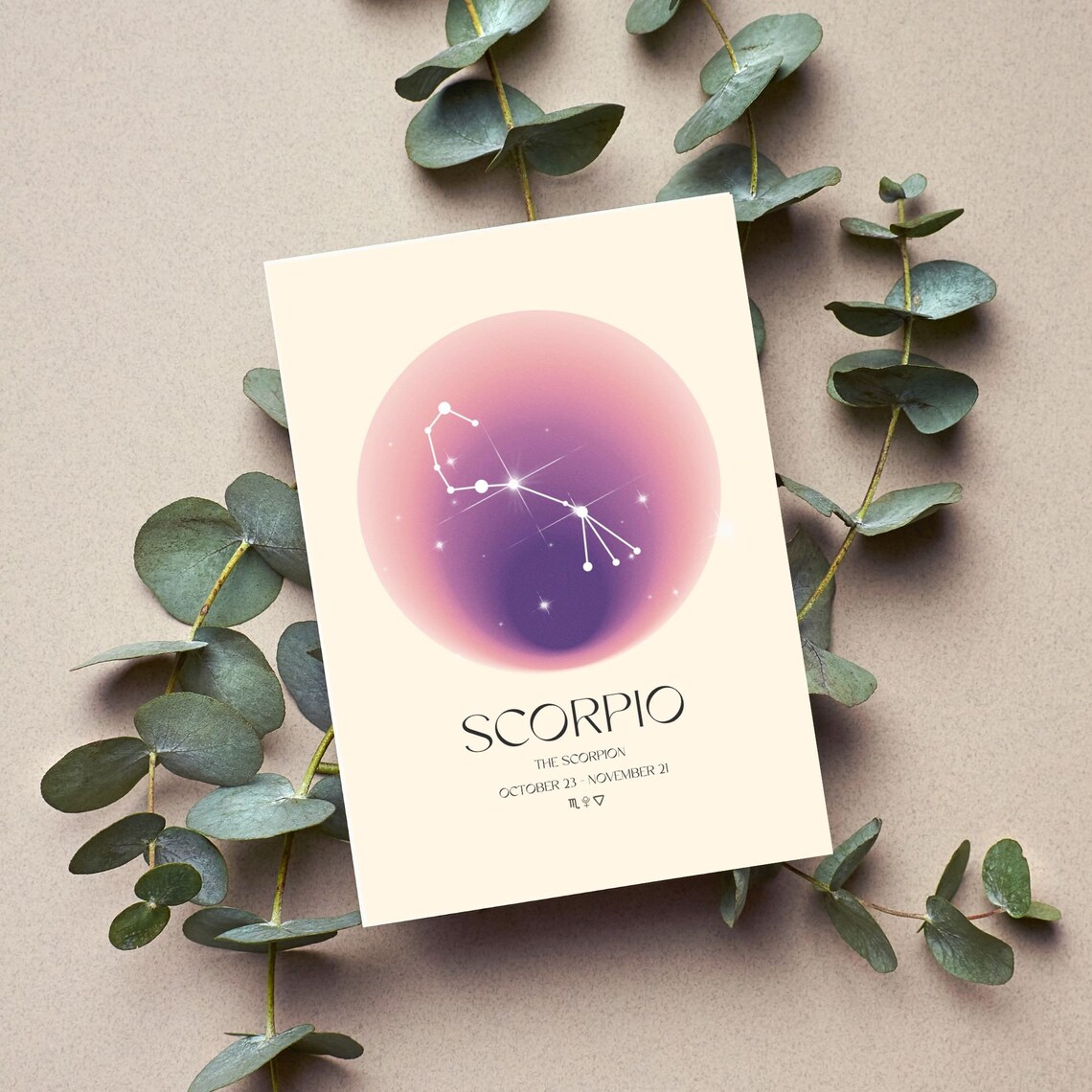Scorpio Constellation Purple Aura Zodiac Star Sign Astrology Poster - Image 2