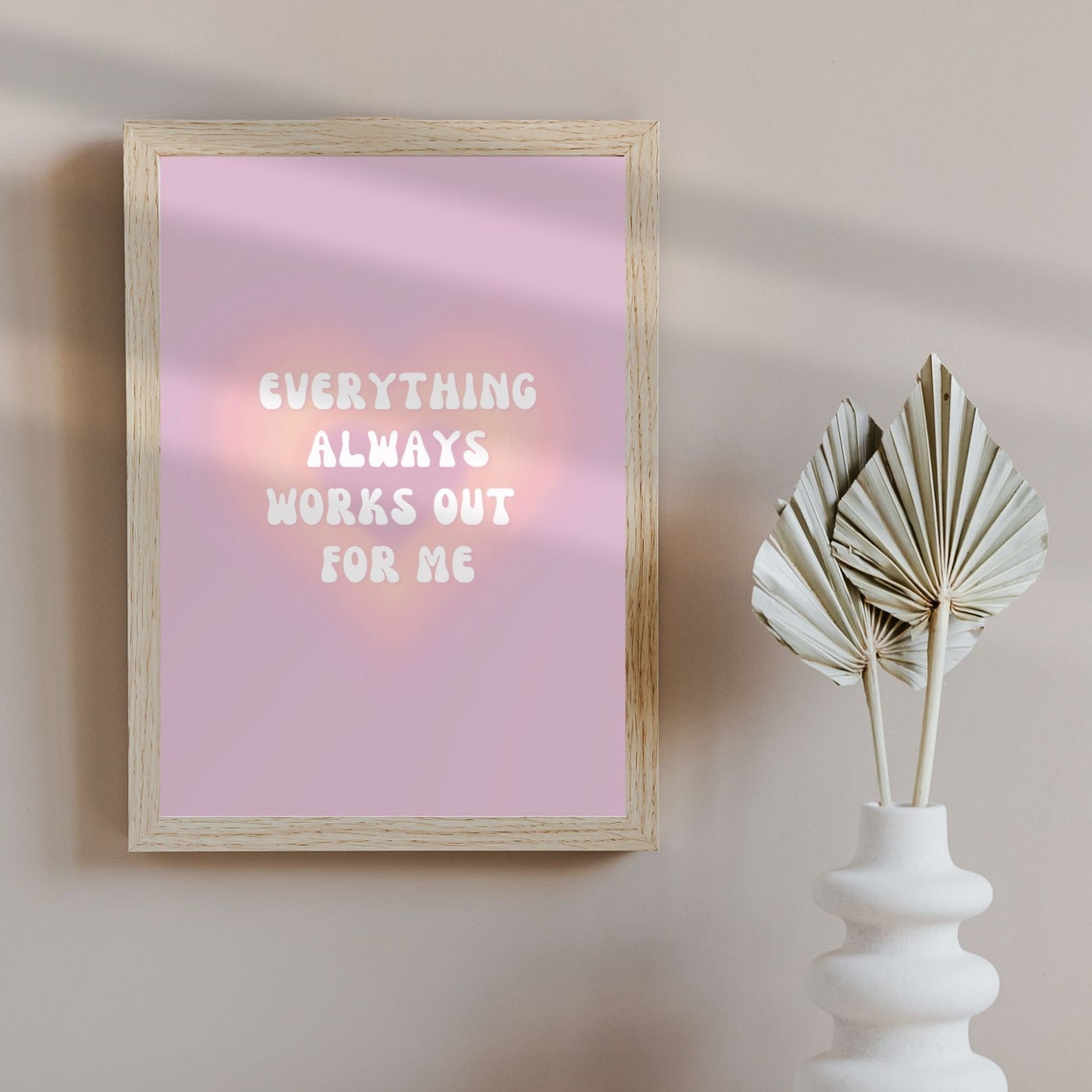 Everything Always Works Out For Me Heart Affirmation Wall Art - Image 3
