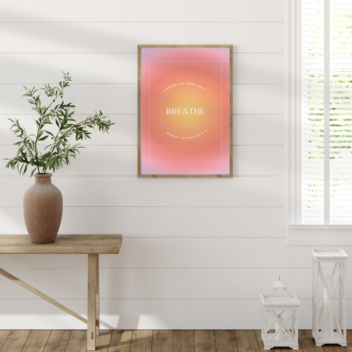 Breathe Inhale the Good Shit Exhale the Bullshit Aura Gradient Poster - Image 3