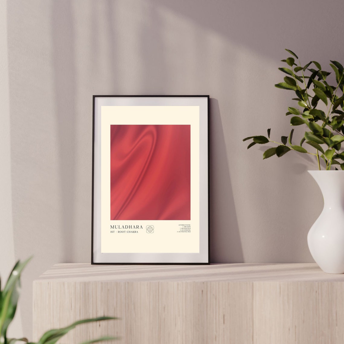 Muladhara Root Chakra Red Silk Spiritual Affirmation Art Poster - Image 4
