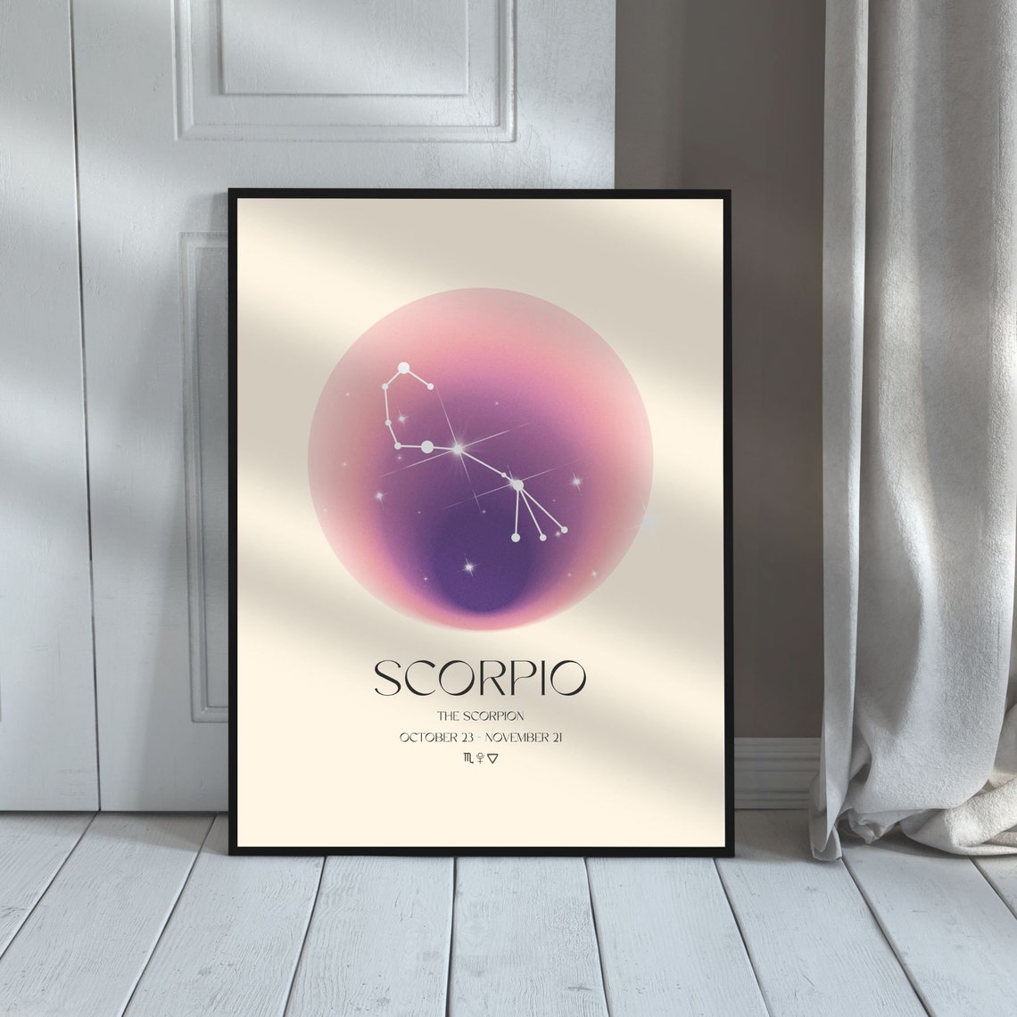 Scorpio Constellation Purple Aura Zodiac Star Sign Astrology Poster