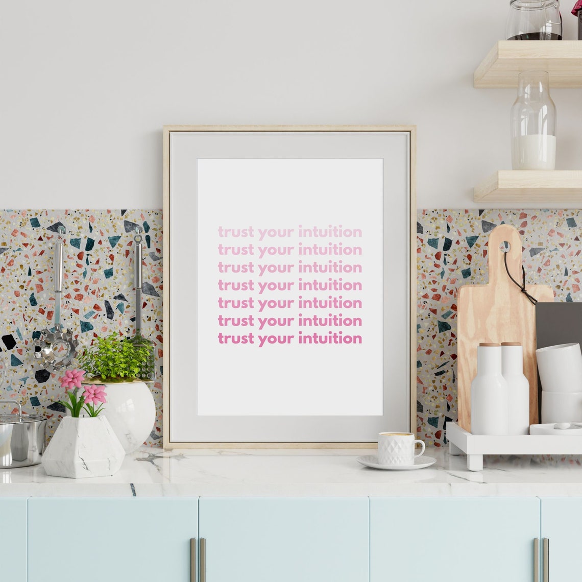 Trust Your Intuition Pink Repeat Modern Typography Art Poster - Image 4