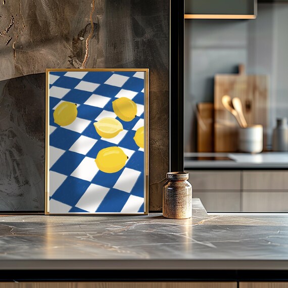 Lemons Wall Art Mediterranean Wall Art Painting Poster Modern Wall Art Home Decor Minimalist Trendy