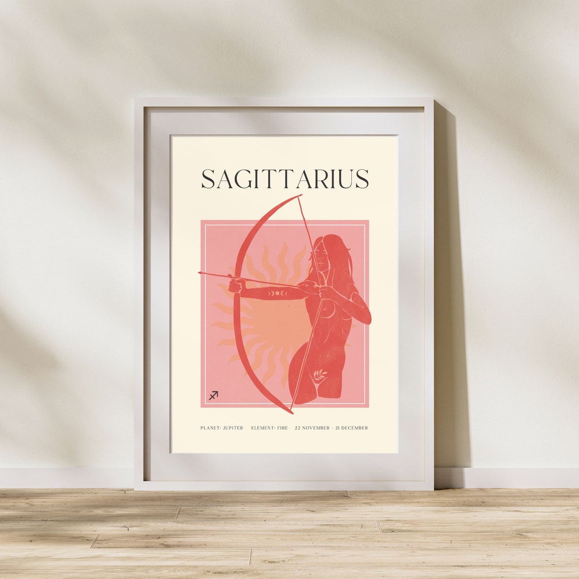 Sagittarius Zodiac Sign Archer Woman Bow Sun Astrology Poster