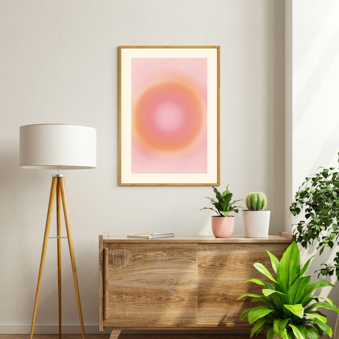 Peach Pink Aura Gradient Orb Minimal Spiritual Decorative Poster - Image 2