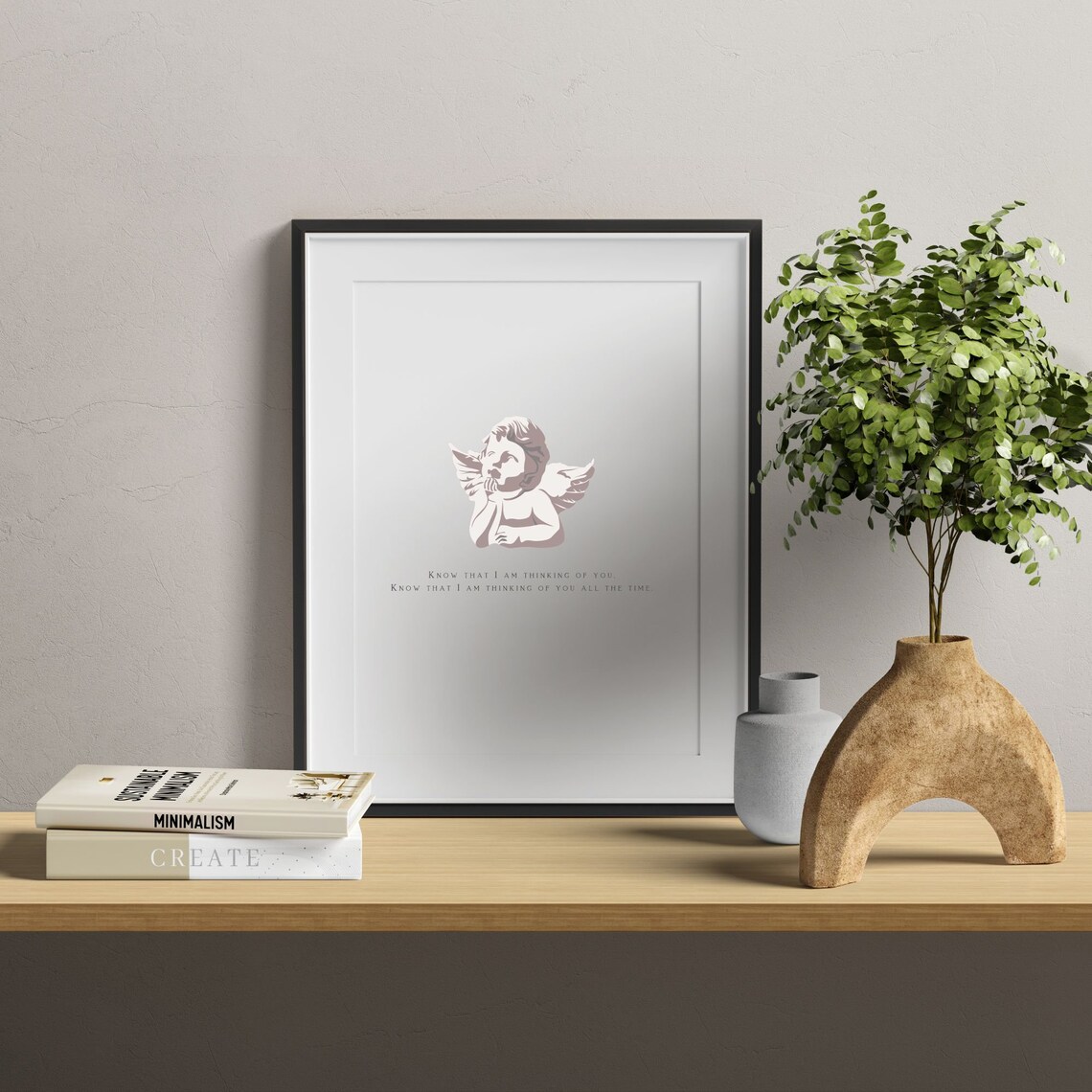 Cupid Cherub Thinking Of You Love Quote Minimalist Angel Poster - Image 2