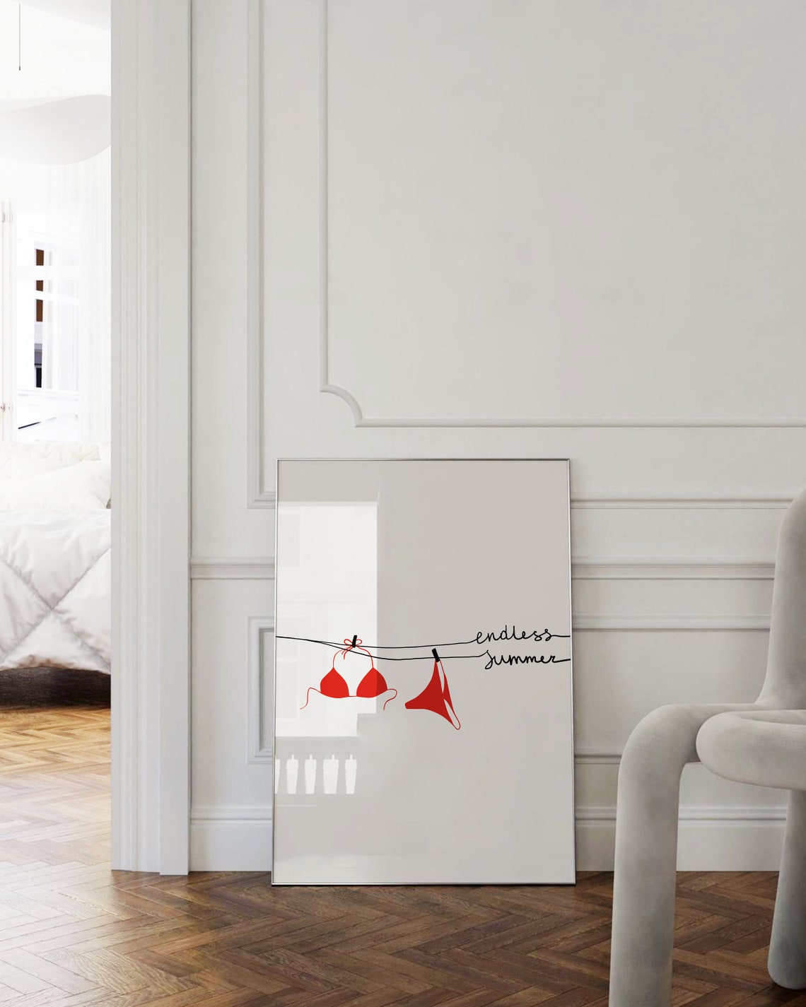 Endless Summer Red Bikini Clothesline Minimalist Beach Poster - Image 2