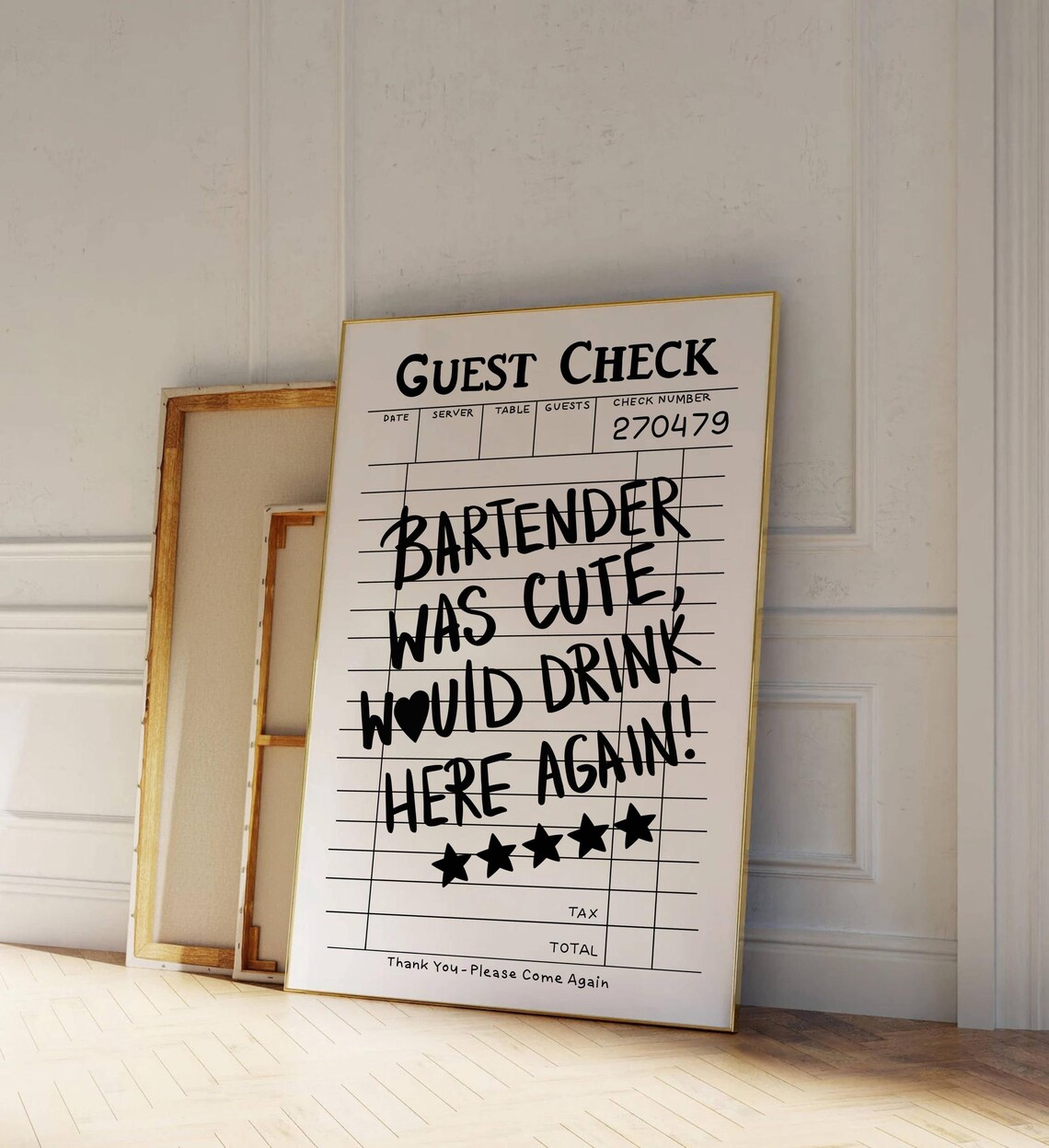 Guest Check Bartender Was Cute Retro Art Print - Image 3