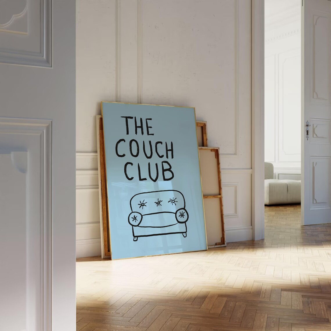 The Couch Club Blue Hand Drawn Sofa Quote Poster for Living Rooms - Image 3