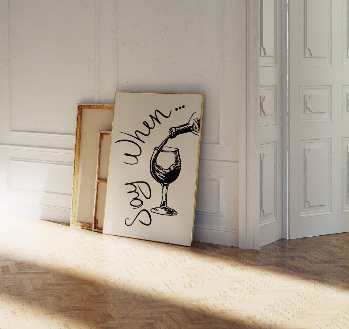 Modern Wine Print, Funny Kitchen Bar Cart Art Print - Image 2