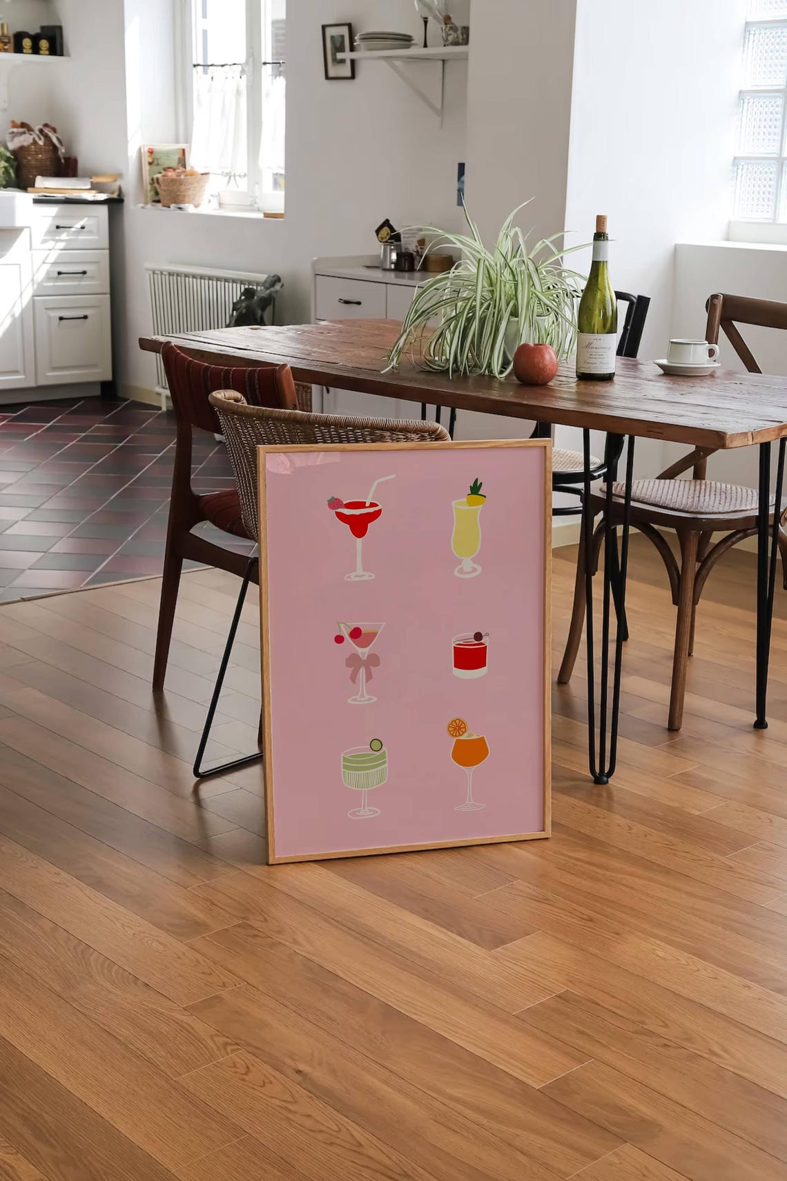 Pink Cocktail Illustration Set Aesthetic Bar Cart Decor Poster - Image 2