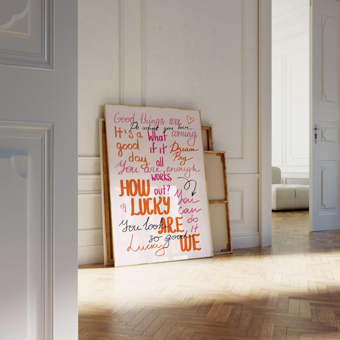 How Lucky Are We Quote, Retro Preppy Wall Art - Image 3