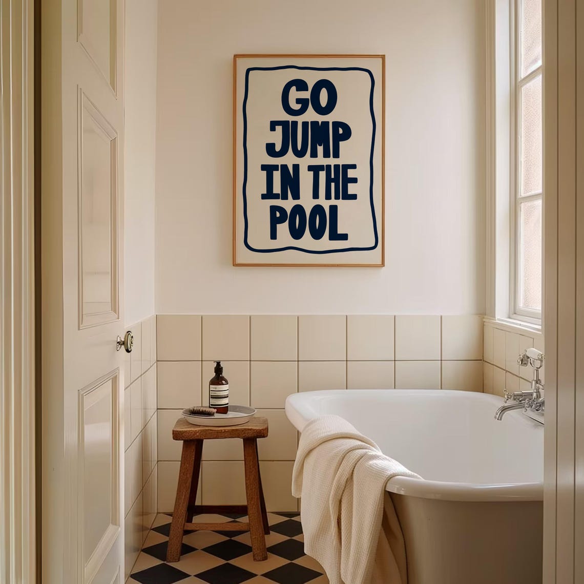 Go Jump In The Pool Bold Navy Typography Summer Pool Party Poster - Image 2