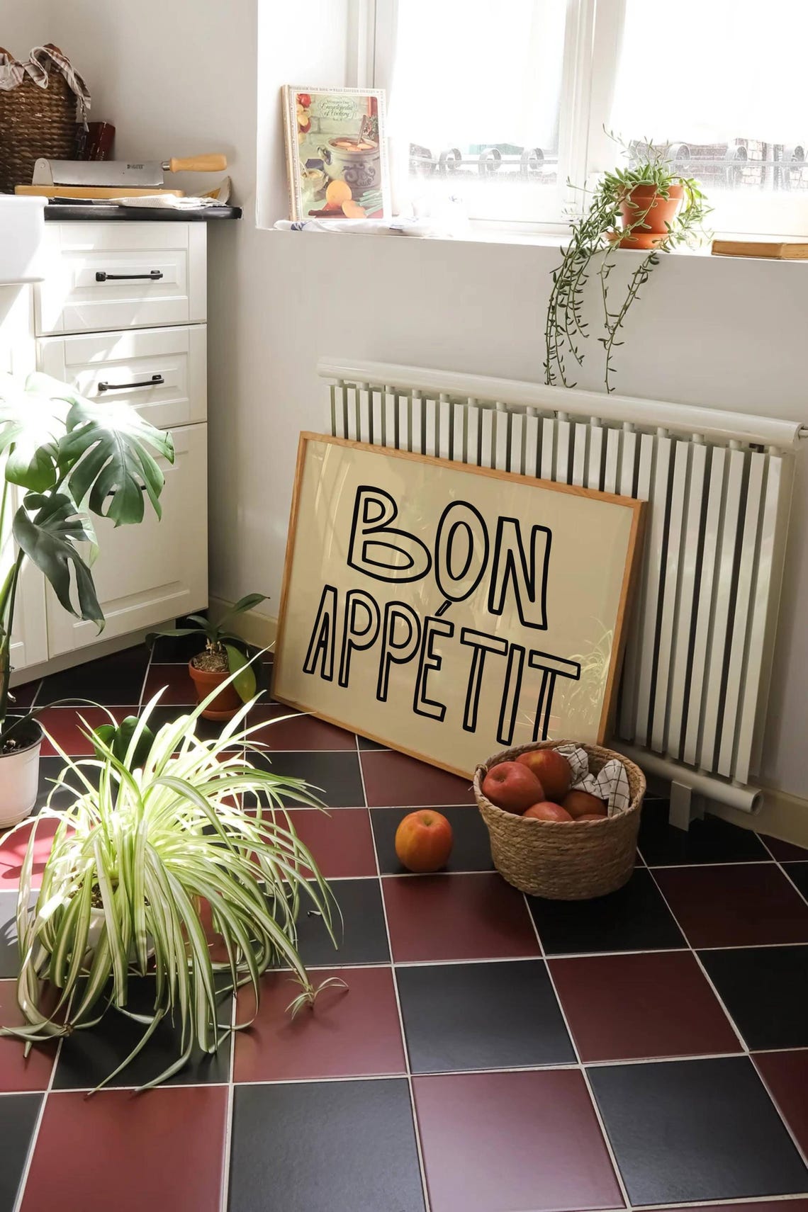 Bon Appetit Outline Lettering Kitchen Horizontal Typography Poster - Image 3