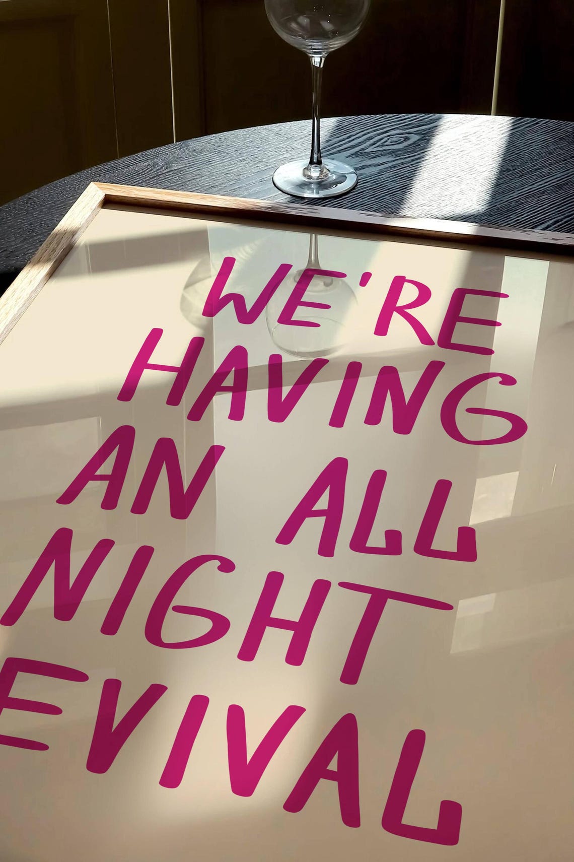 We're Having An All Night Revival Pink Hand Lettered Quote Poster - Image 2