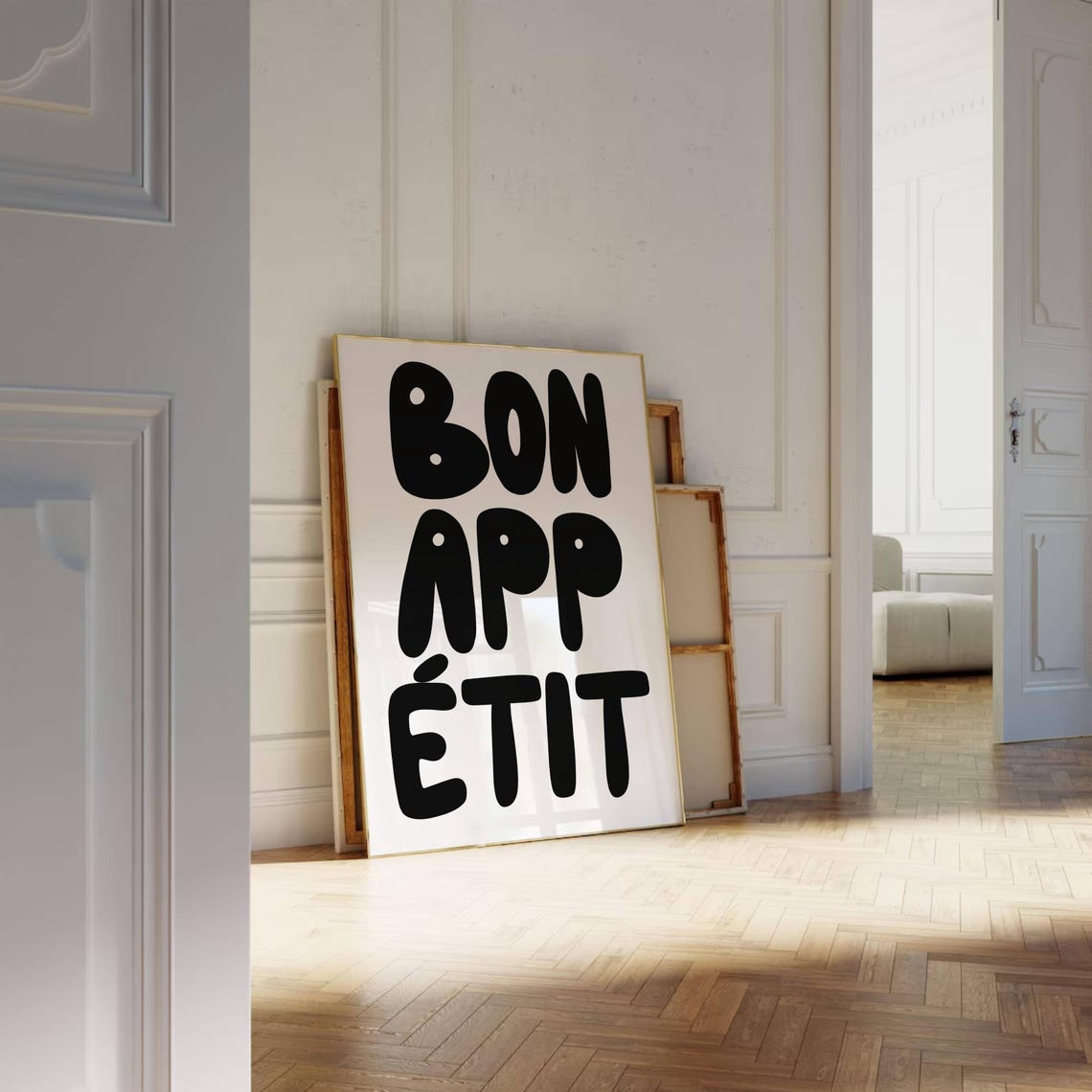 Bon Appetit Bold Black Stacked Vertical Kitchen Typography Poster - Image 3