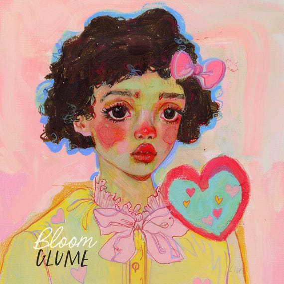 Cute Vintage Inspired Valentines Day Miniature 5x5 Art Print Valentines Day Art Valentines Day Decor Cute Vintage Style Art