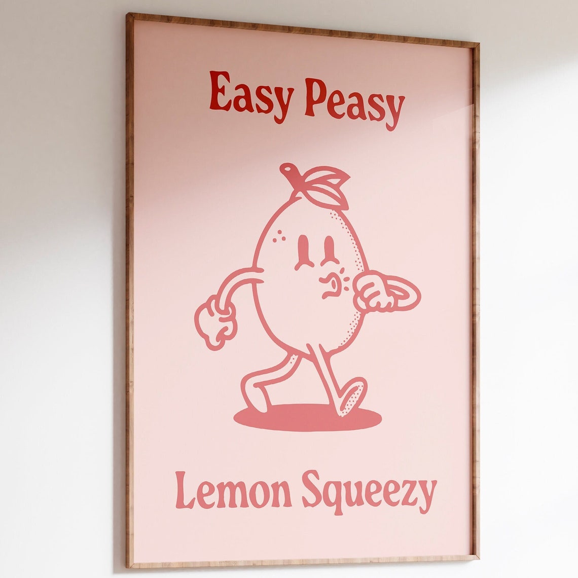 Easy Peasy Lemon Squeezy Coral Retro Lemon Character Art Print