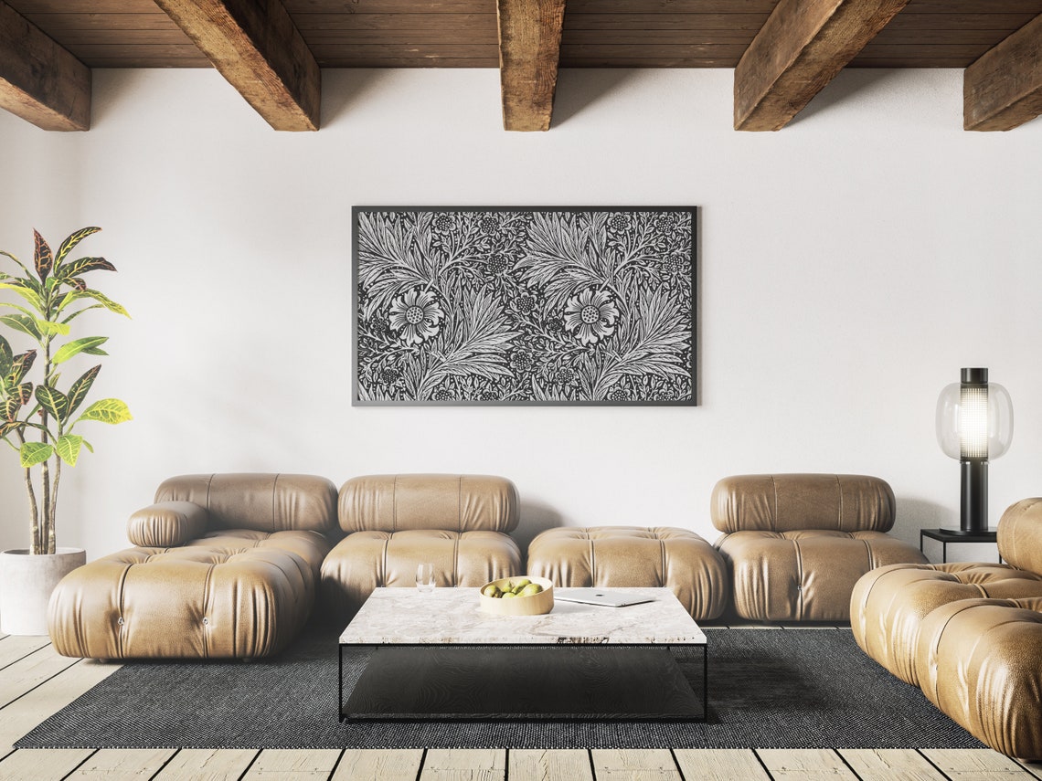 Black And White Botanical Pattern Arts And Crafts Floral Print - Image 3