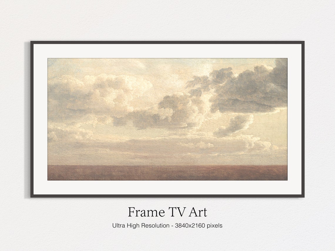 Vintage Cloudy Sky Study Oil Painting Dramatic Clouds Wall Art Print - Image 5