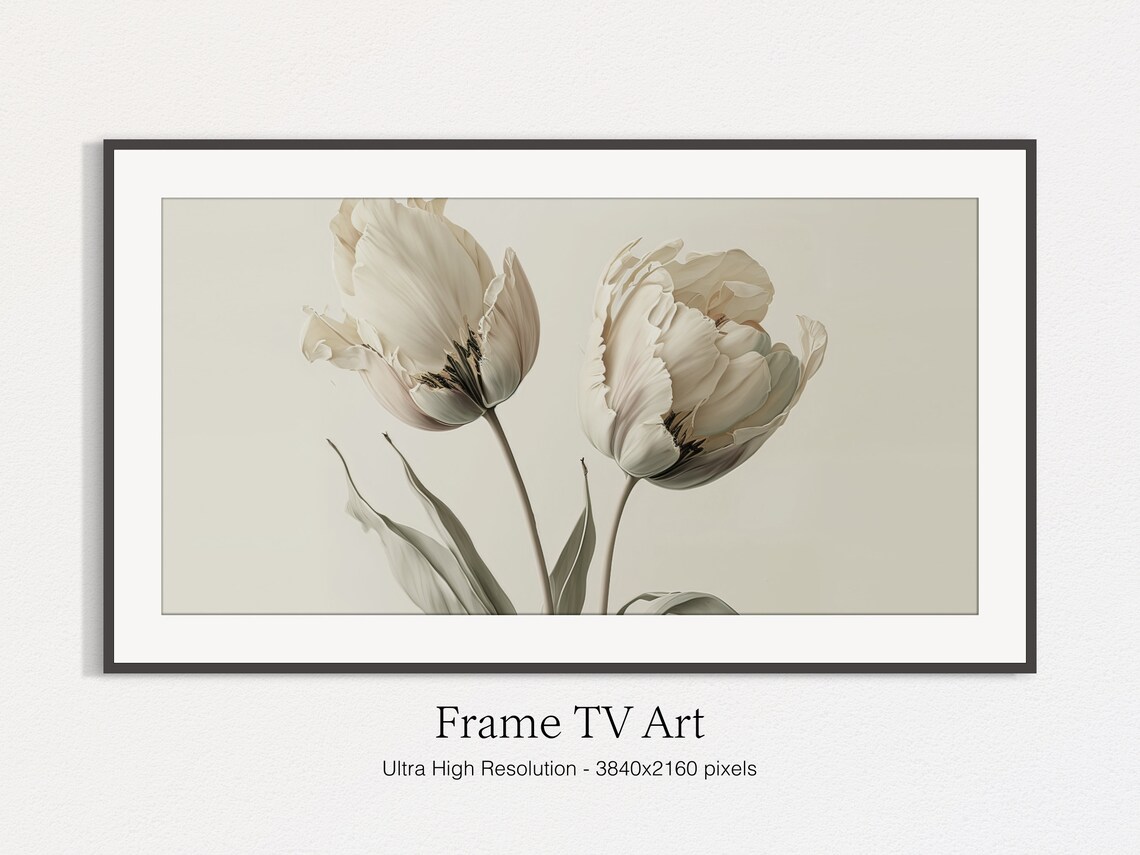 White Tulip Still Life Art Print, Floral Botanical - Image 4