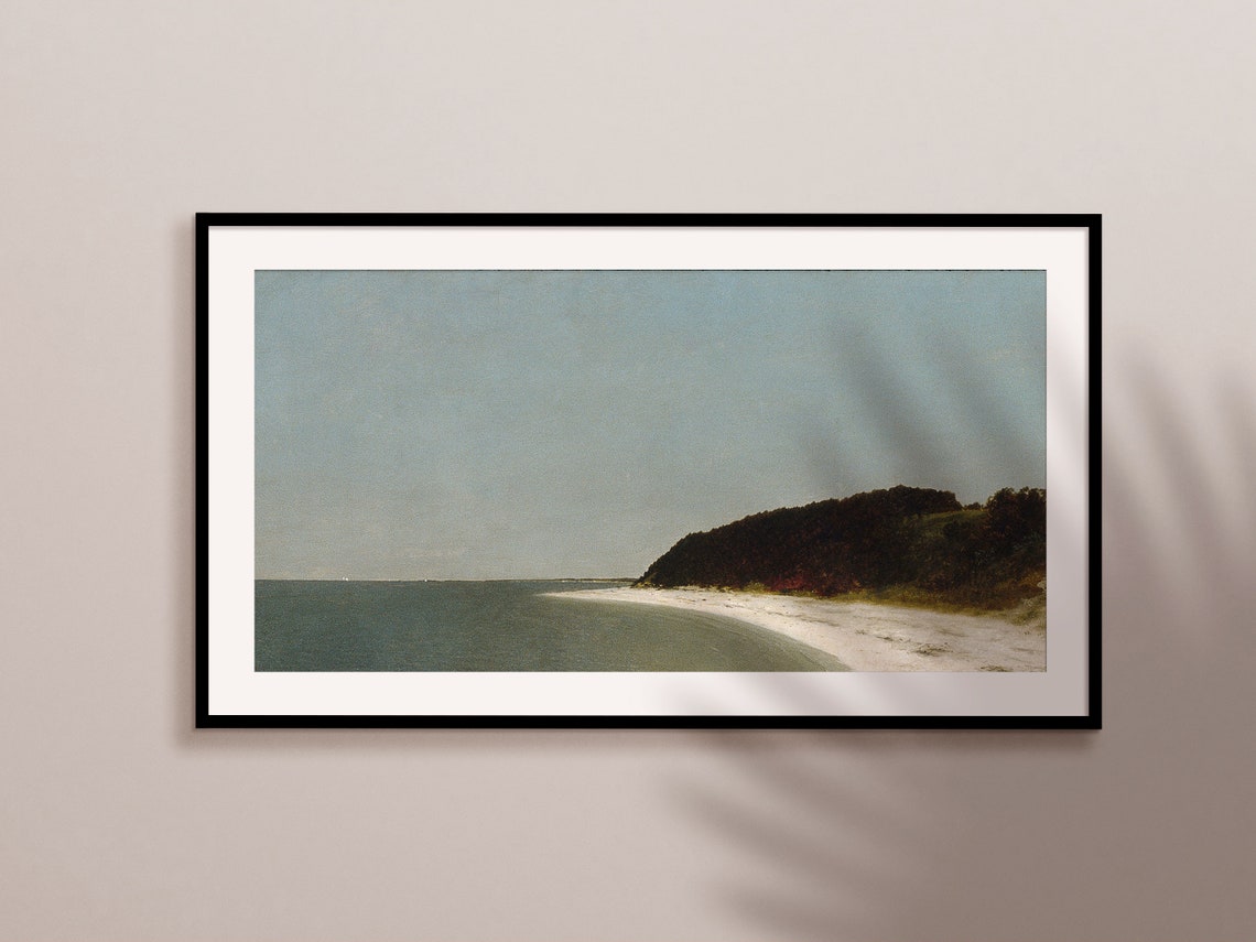 Luminist Seashore White Beach Wooded Bluff Calm Sea Classic Art Poster - Image 2