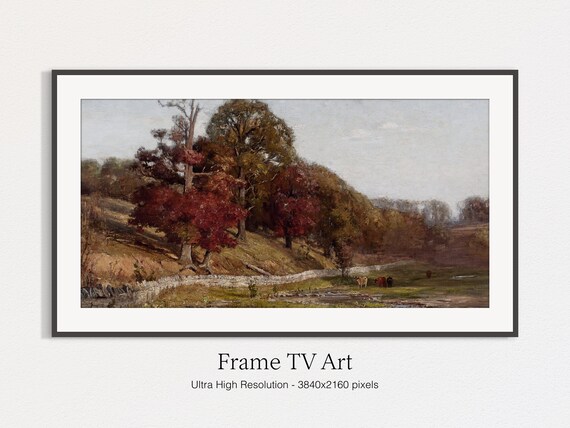 Frame Tv Art Autumn Oil Painting Moody Landscape Instant