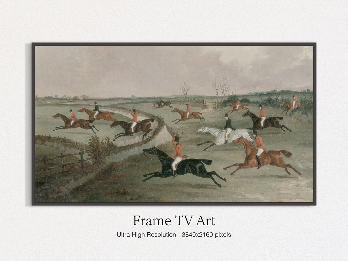 Vintage Horses Neutral Oil Landscape Art Print