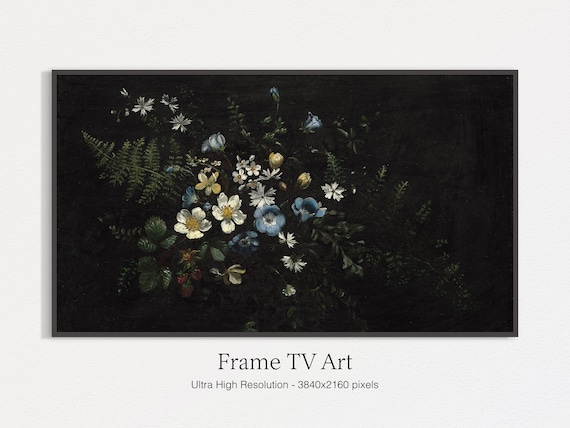 Vintage Flower Still Life Art Print, Moody Flowers
