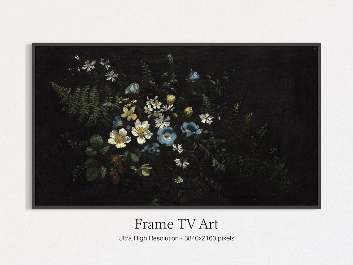 Vintage Flower Still Life Art Print, Moody Flowers