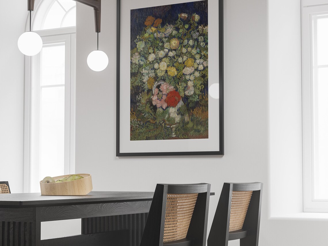 Van Gogh Bouquet Of Flowers In A Vase Impressionist Still Life Print - Image 3